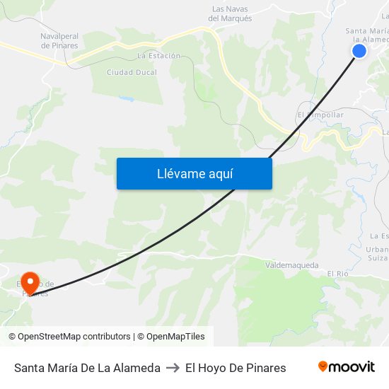 Santa María De La Alameda to El Hoyo De Pinares map