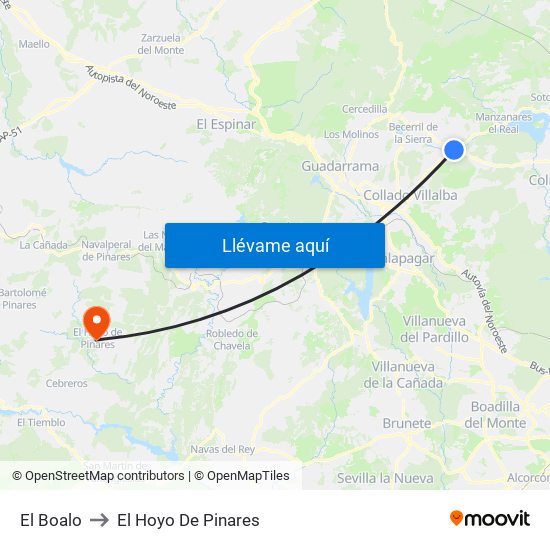 El Boalo to El Hoyo De Pinares map