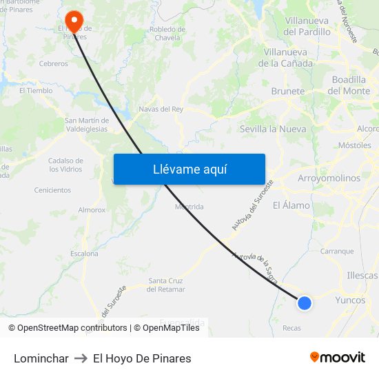 Lominchar to El Hoyo De Pinares map