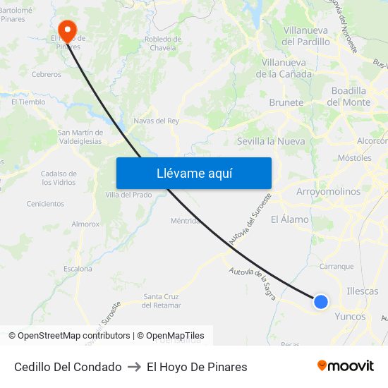 Cedillo Del Condado to El Hoyo De Pinares map
