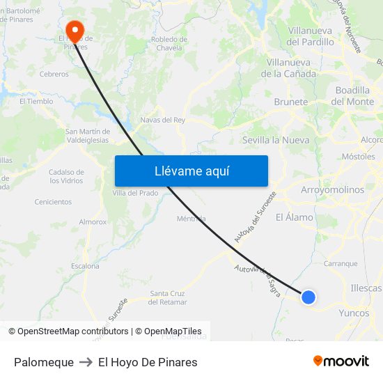 Palomeque to El Hoyo De Pinares map