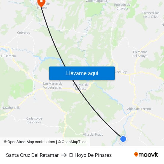 Santa Cruz Del Retamar to El Hoyo De Pinares map