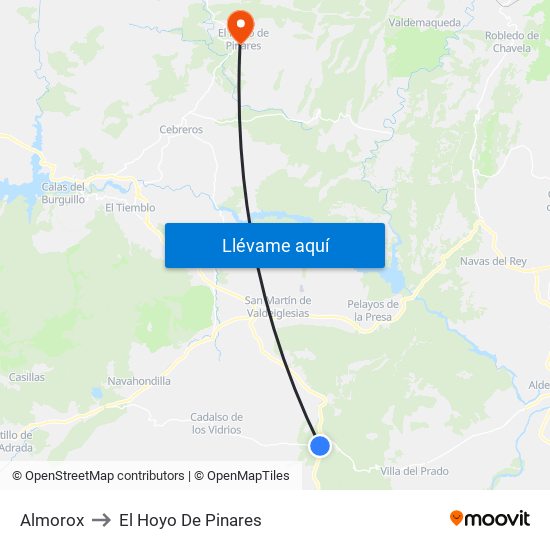 Almorox to El Hoyo De Pinares map