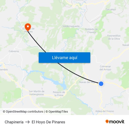 Chapinería to El Hoyo De Pinares map