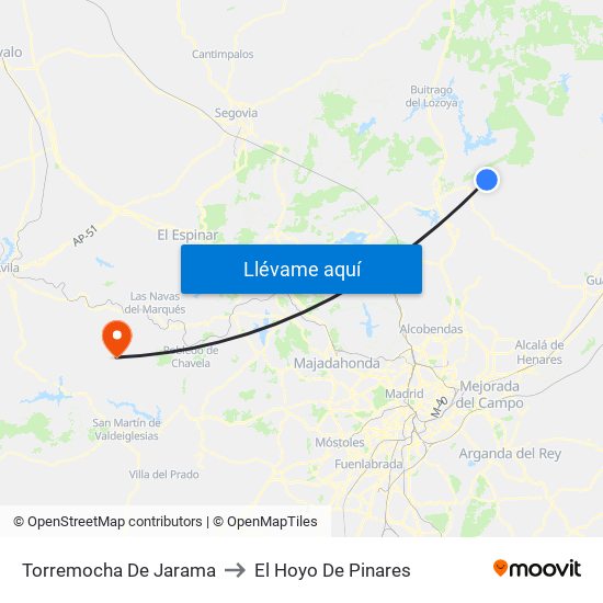 Torremocha De Jarama to El Hoyo De Pinares map