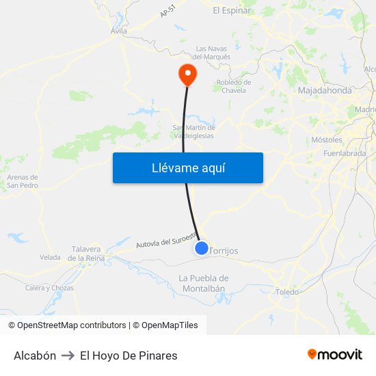 Alcabón to El Hoyo De Pinares map