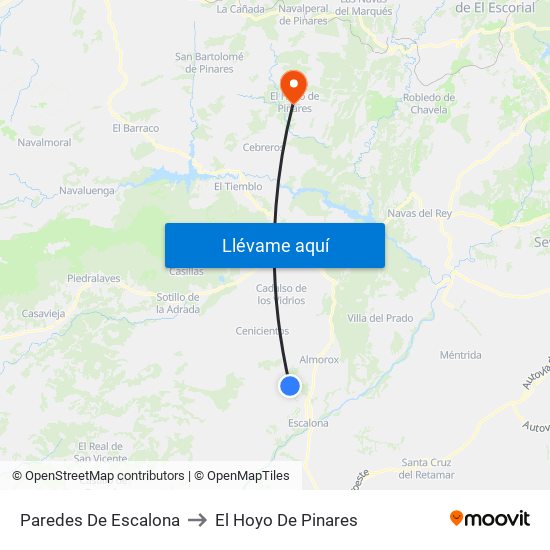 Paredes De Escalona to El Hoyo De Pinares map