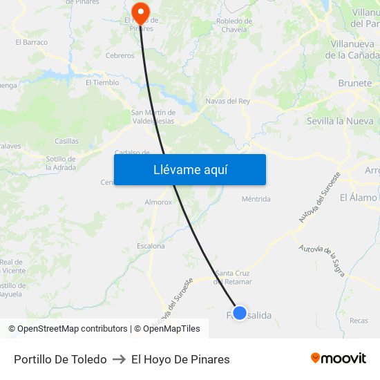 Portillo De Toledo to El Hoyo De Pinares map
