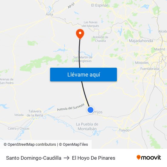 Santo Domingo-Caudilla to El Hoyo De Pinares map