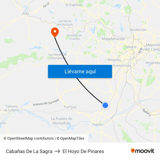 Cabañas De La Sagra to El Hoyo De Pinares map
