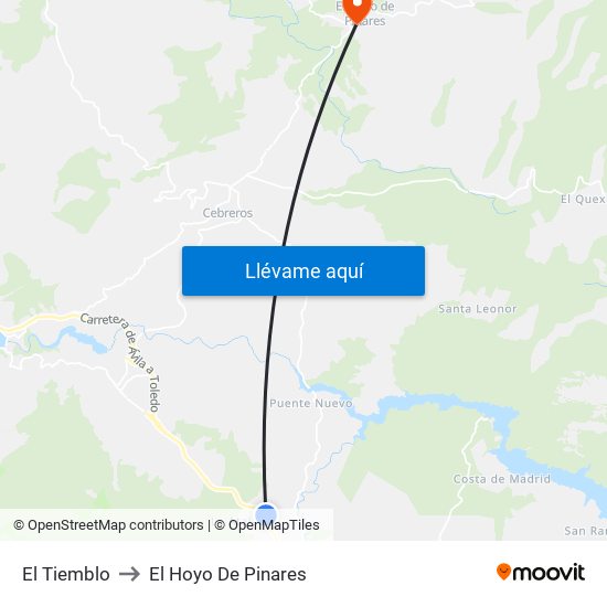 El Tiemblo to El Hoyo De Pinares map