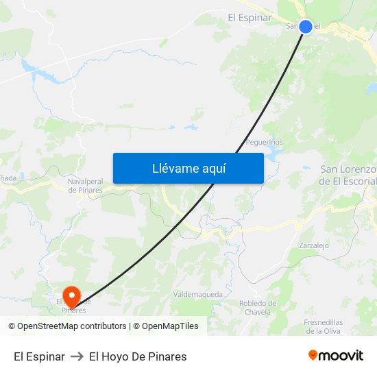 El Espinar to El Hoyo De Pinares map