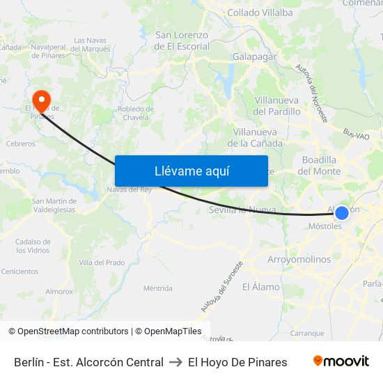 Berlín - Est. Alcorcón Central to El Hoyo De Pinares map