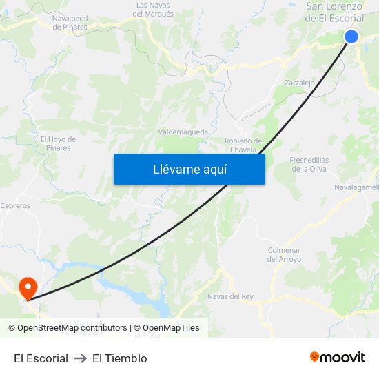 El Escorial to El Tiemblo map