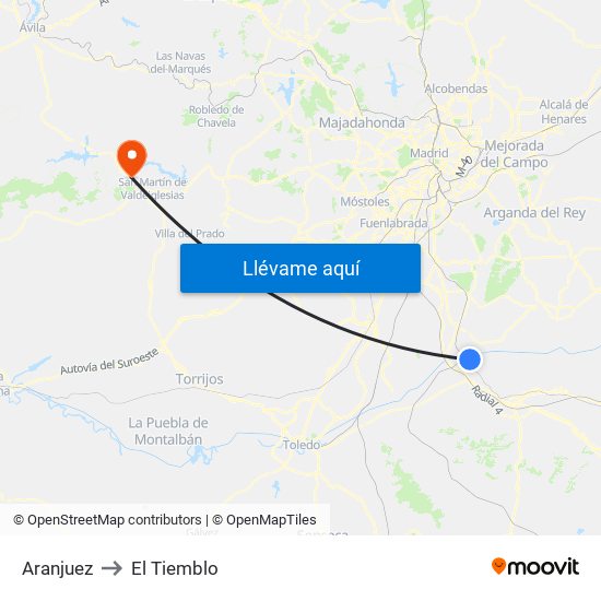 Aranjuez to El Tiemblo map