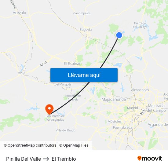 Pinilla Del Valle to El Tiemblo map