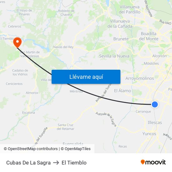 Cubas De La Sagra to El Tiemblo map