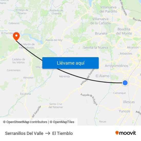 Serranillos Del Valle to El Tiemblo map