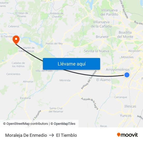 Moraleja De Enmedio to El Tiemblo map