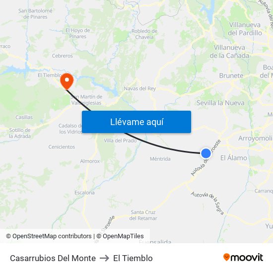 Casarrubios Del Monte to El Tiemblo map