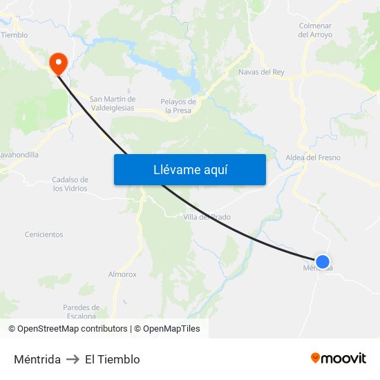 Méntrida to El Tiemblo map