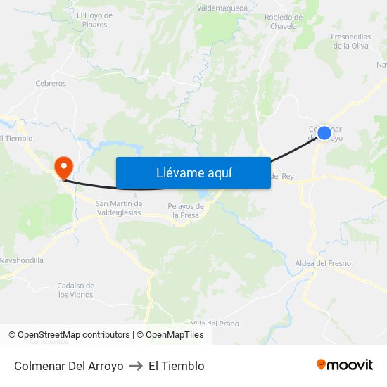 Colmenar Del Arroyo to El Tiemblo map