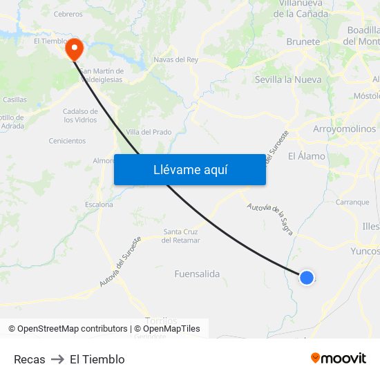 Recas to El Tiemblo map