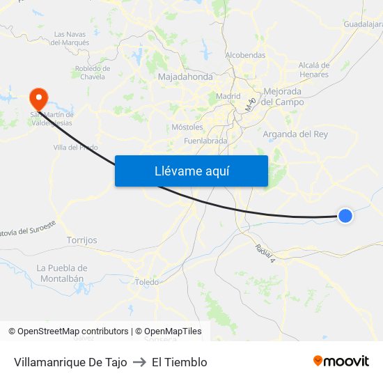 Villamanrique De Tajo to El Tiemblo map