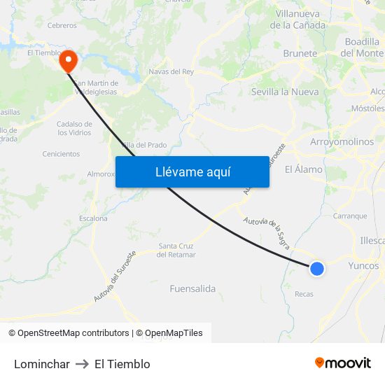 Lominchar to El Tiemblo map