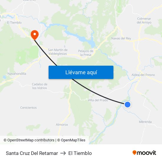 Santa Cruz Del Retamar to El Tiemblo map