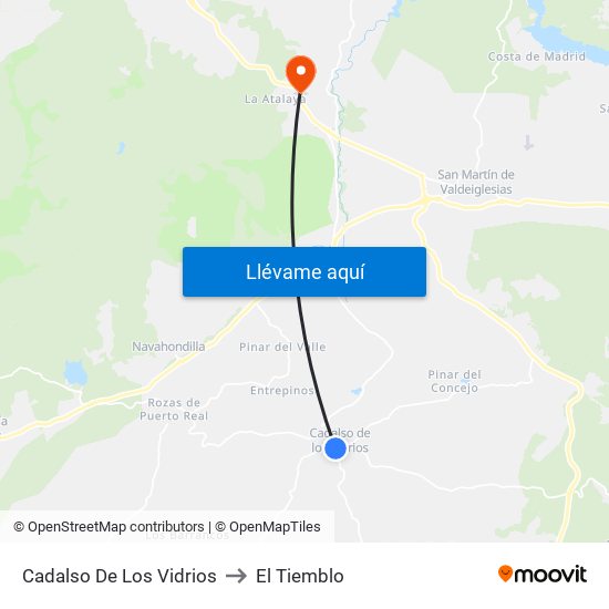 Cadalso De Los Vidrios to El Tiemblo map