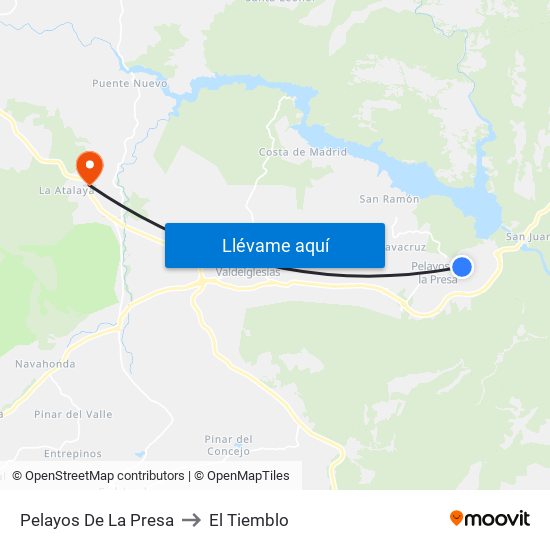 Pelayos De La Presa to El Tiemblo map