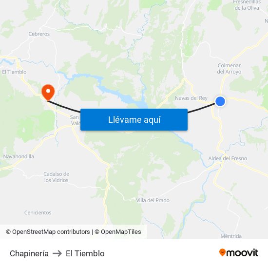 Chapinería to El Tiemblo map