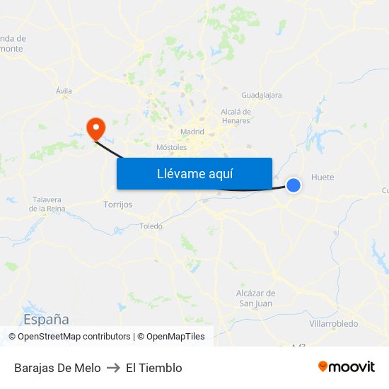Barajas De Melo to El Tiemblo map