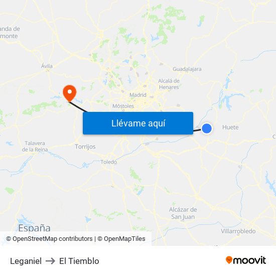 Leganiel to El Tiemblo map