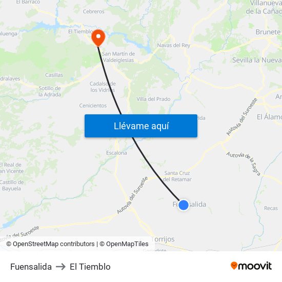 Fuensalida to El Tiemblo map