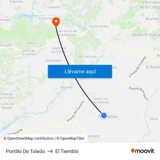 Portillo De Toledo to El Tiemblo map