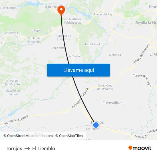 Torrijos to El Tiemblo map