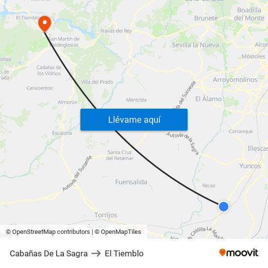 Cabañas De La Sagra to El Tiemblo map