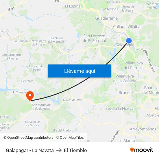 Galapagar - La Navata to El Tiemblo map