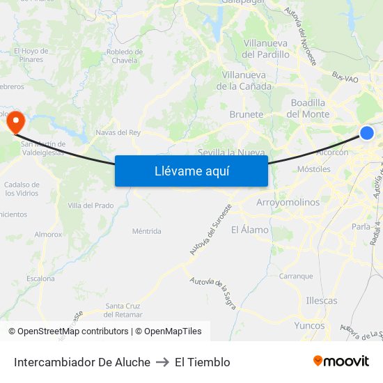 Intercambiador De Aluche to El Tiemblo map
