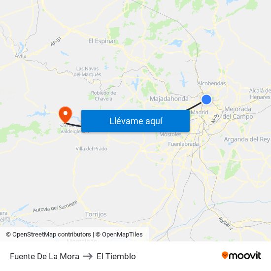 Fuente De La Mora to El Tiemblo map