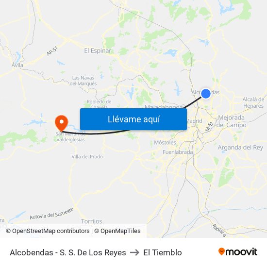 Alcobendas - S. S. De Los Reyes to El Tiemblo map