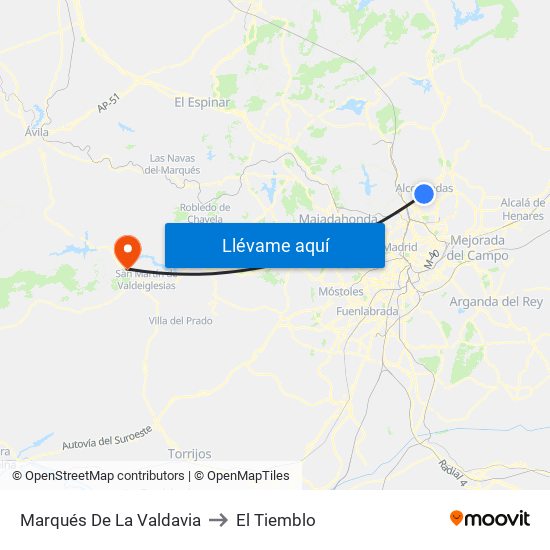 Marqués De La Valdavia to El Tiemblo map