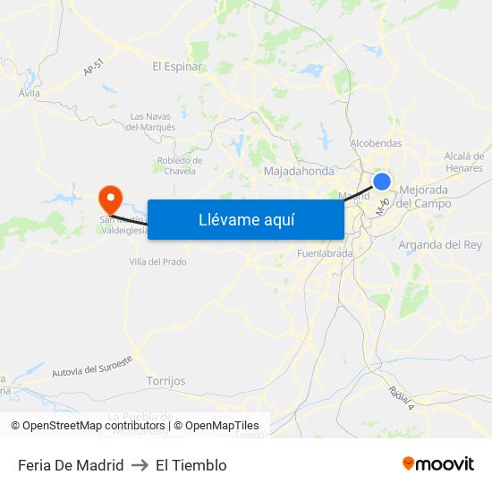 Feria De Madrid to El Tiemblo map