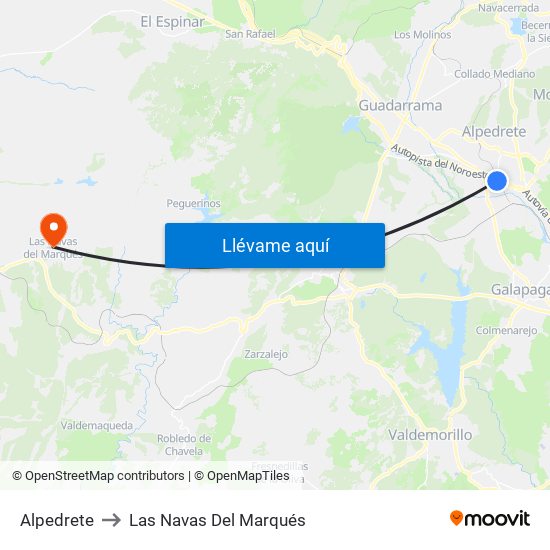 Alpedrete to Las Navas Del Marqués map