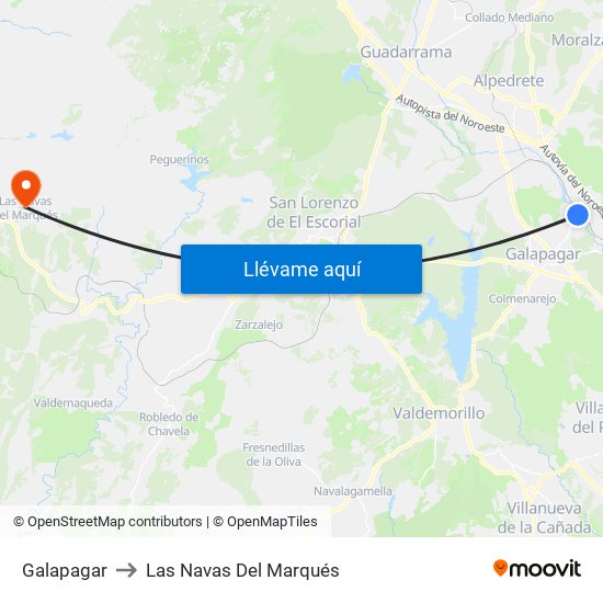 Galapagar to Las Navas Del Marqués map