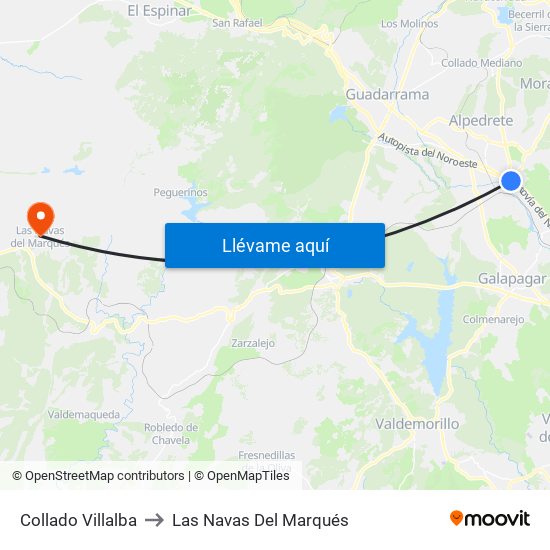 Collado Villalba to Las Navas Del Marqués map