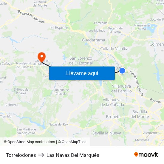 Torrelodones to Las Navas Del Marqués map