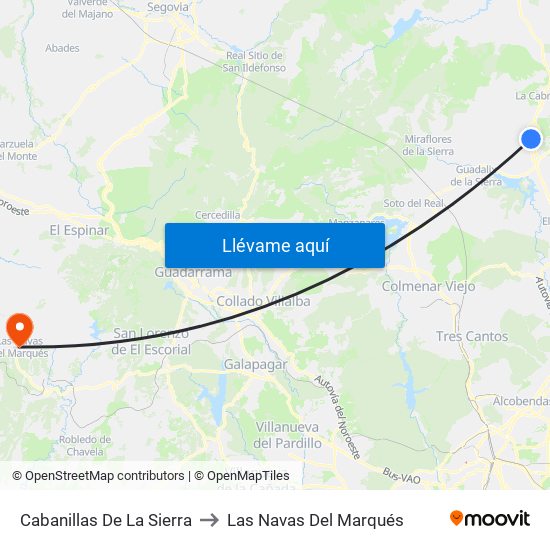 Cabanillas De La Sierra to Las Navas Del Marqués map